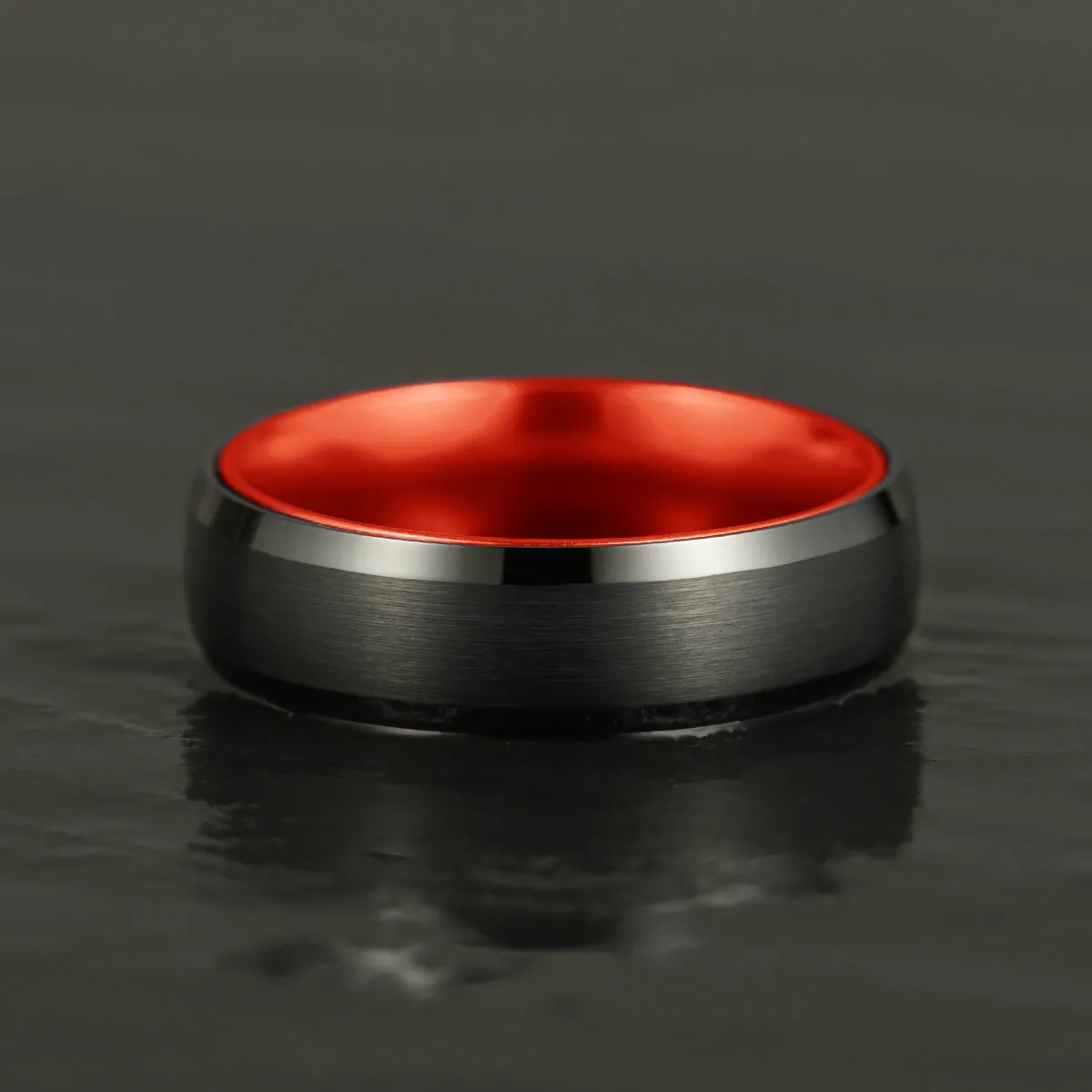 Pristine Passion Red Interior Tungsten Men's Wedding Band 6MM