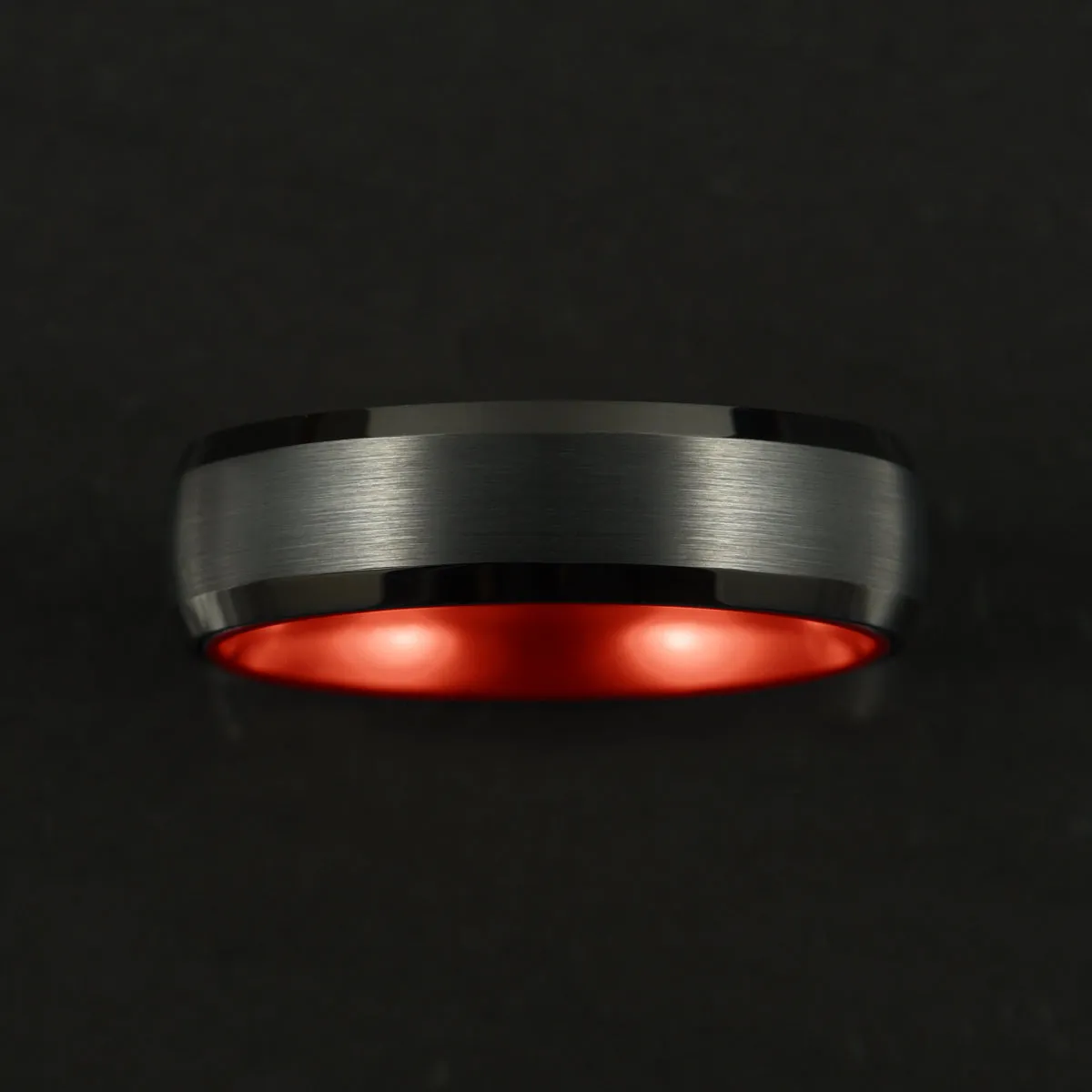 Pristine Passion Red Interior Tungsten Men's Wedding Band 6MM