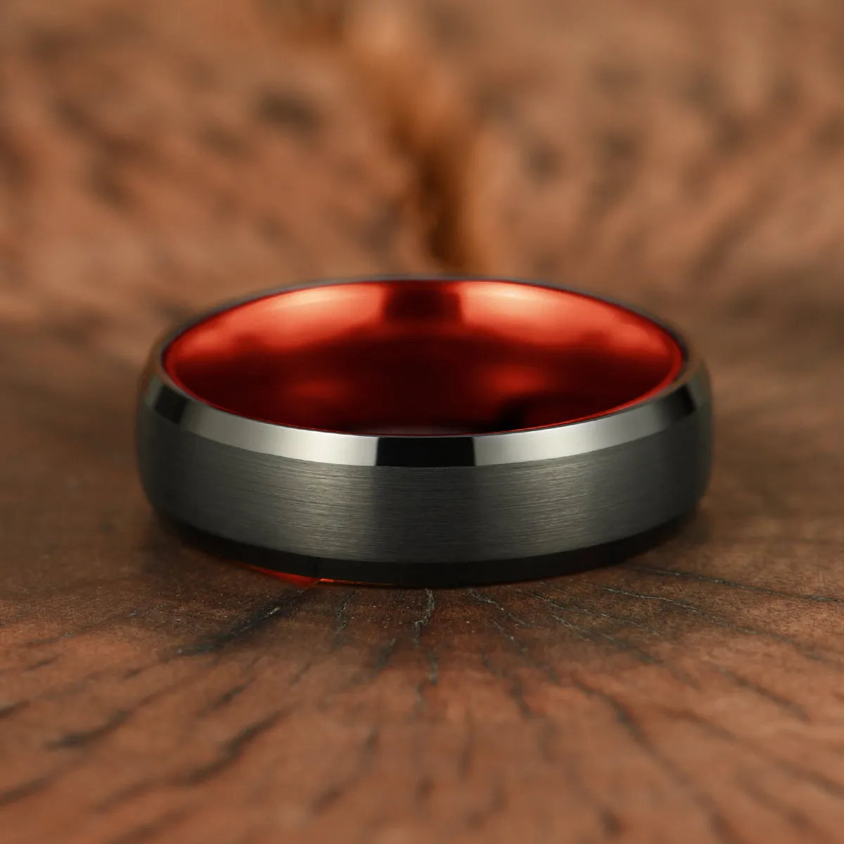 Pristine Passion Red Interior Tungsten Men's Wedding Band 6MM