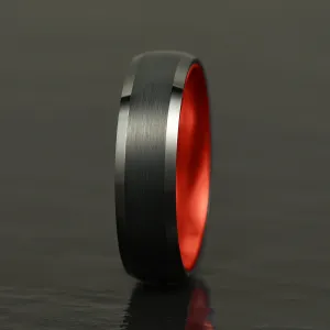 Pristine Passion Red Interior Tungsten Men's Wedding Band 6MM