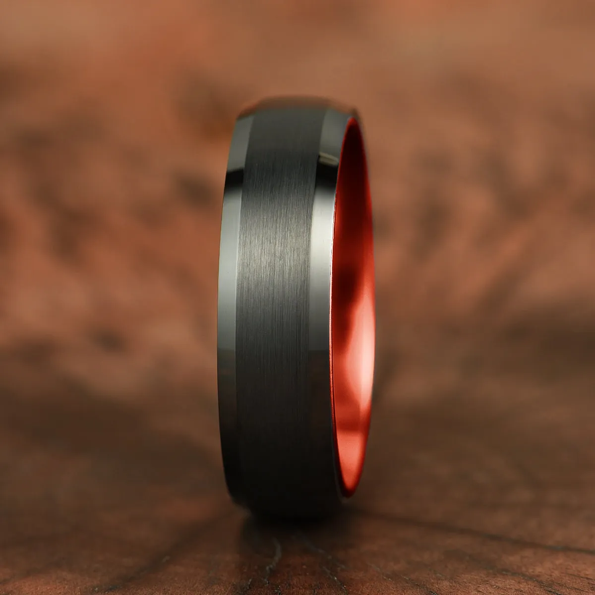 Pristine Passion Red Interior Tungsten Men's Wedding Band 6MM