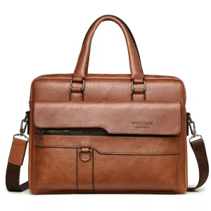 PU Leather Men's 14-Inch Laptop Briefcase