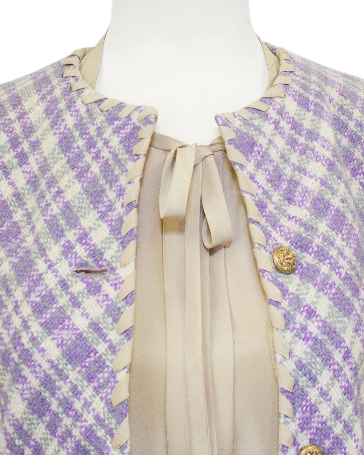 Purple Tweed Jacket and Dress Ensemble