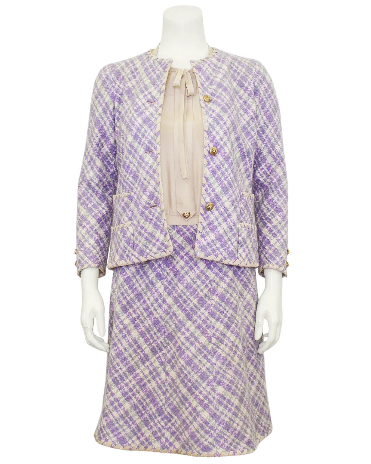 Purple Tweed Jacket and Dress Ensemble