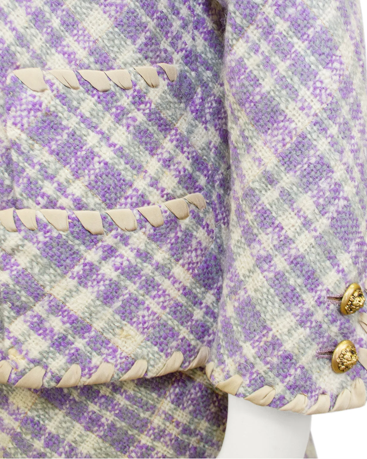Purple Tweed Jacket and Dress Ensemble