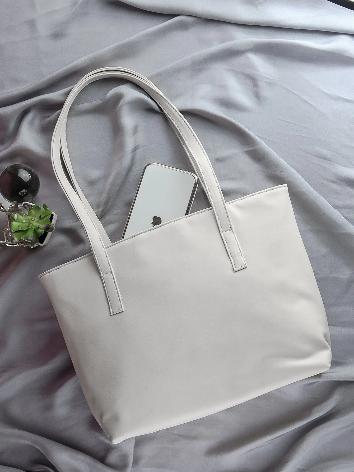 Quilted Pattern Shoulder Tote Bag - Beige - FD ⚡