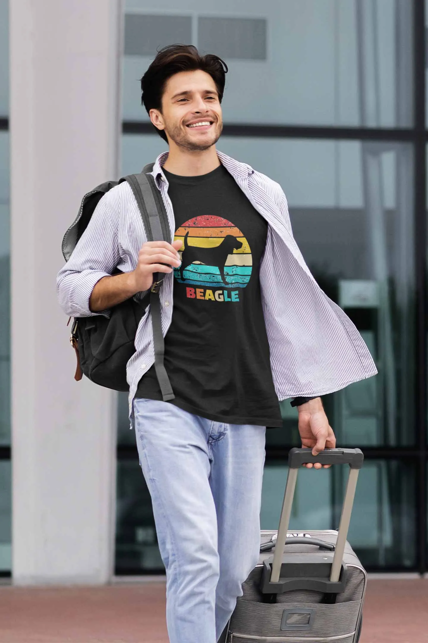 Round Neck T-Shirt (Men) - Beagle Sunset (6 Colours)