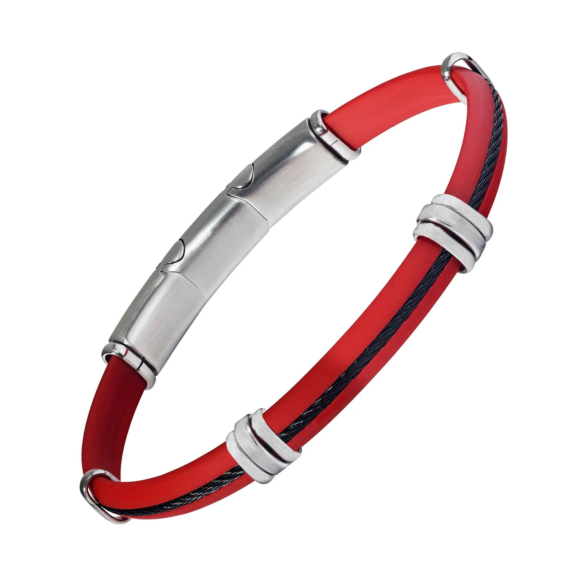 Rubber and Stainless Steel Bracelet