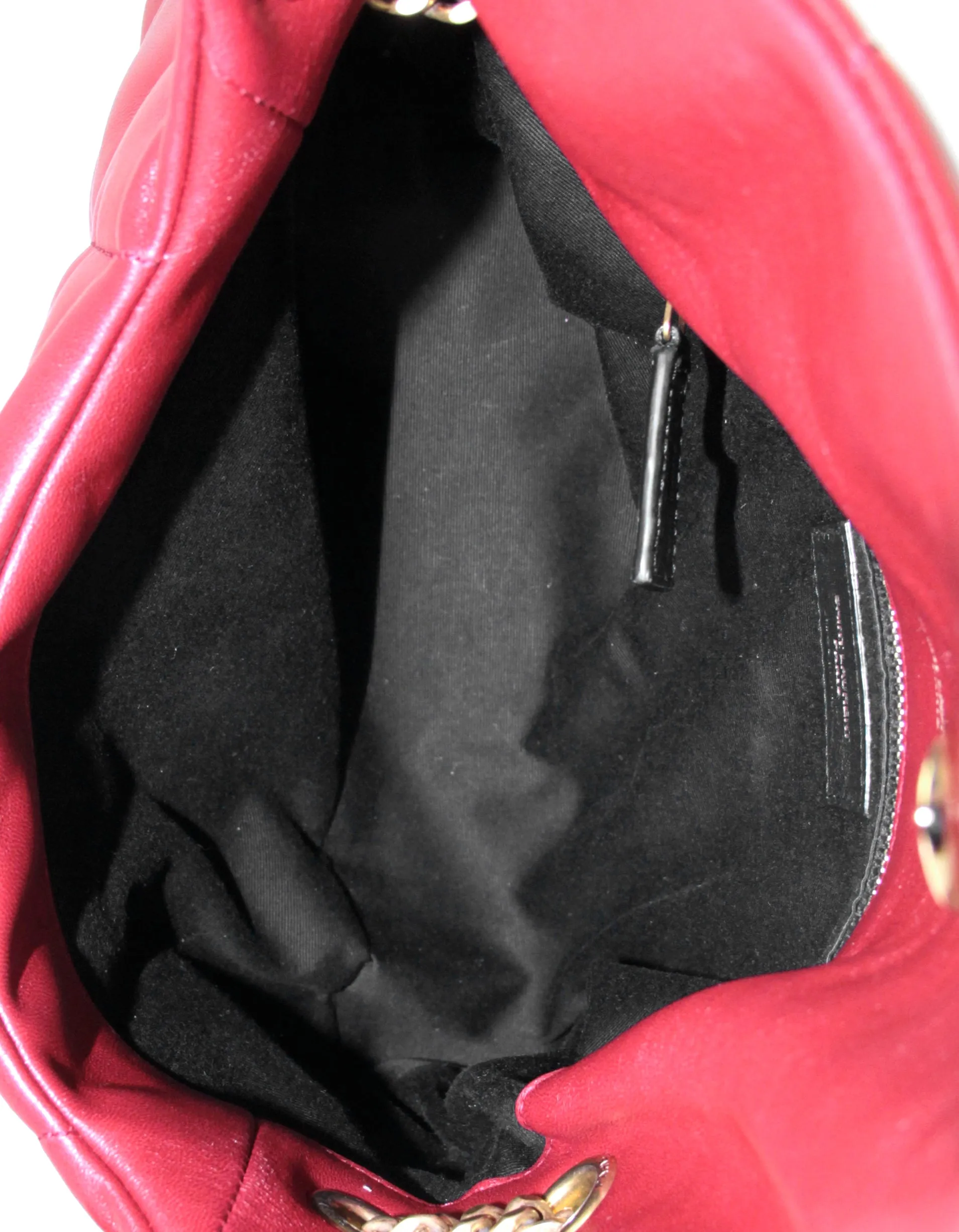 Saint Laurent Burgundy Leather Small Loulou Puffer Bag