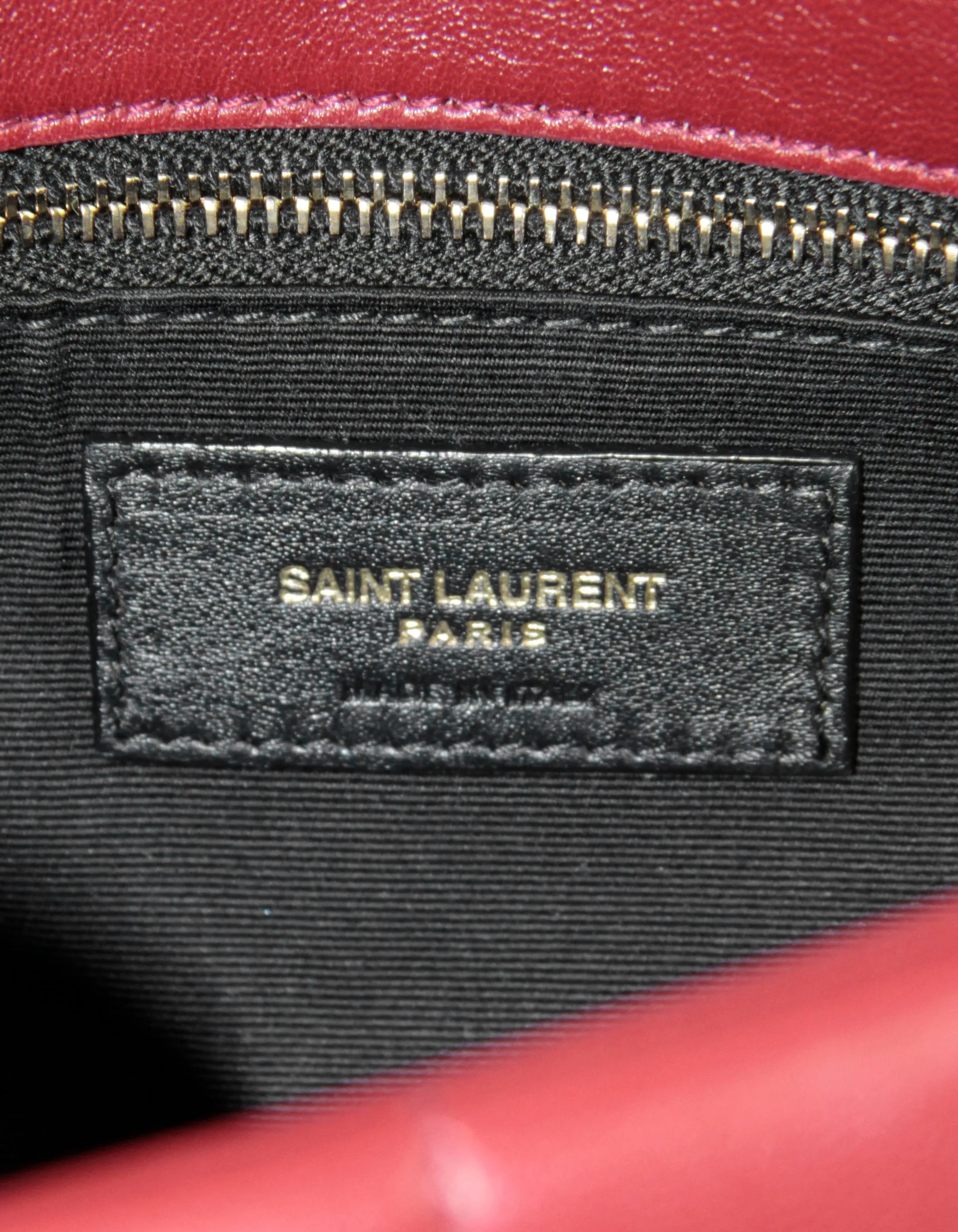 Saint Laurent Burgundy Leather Small Loulou Puffer Bag