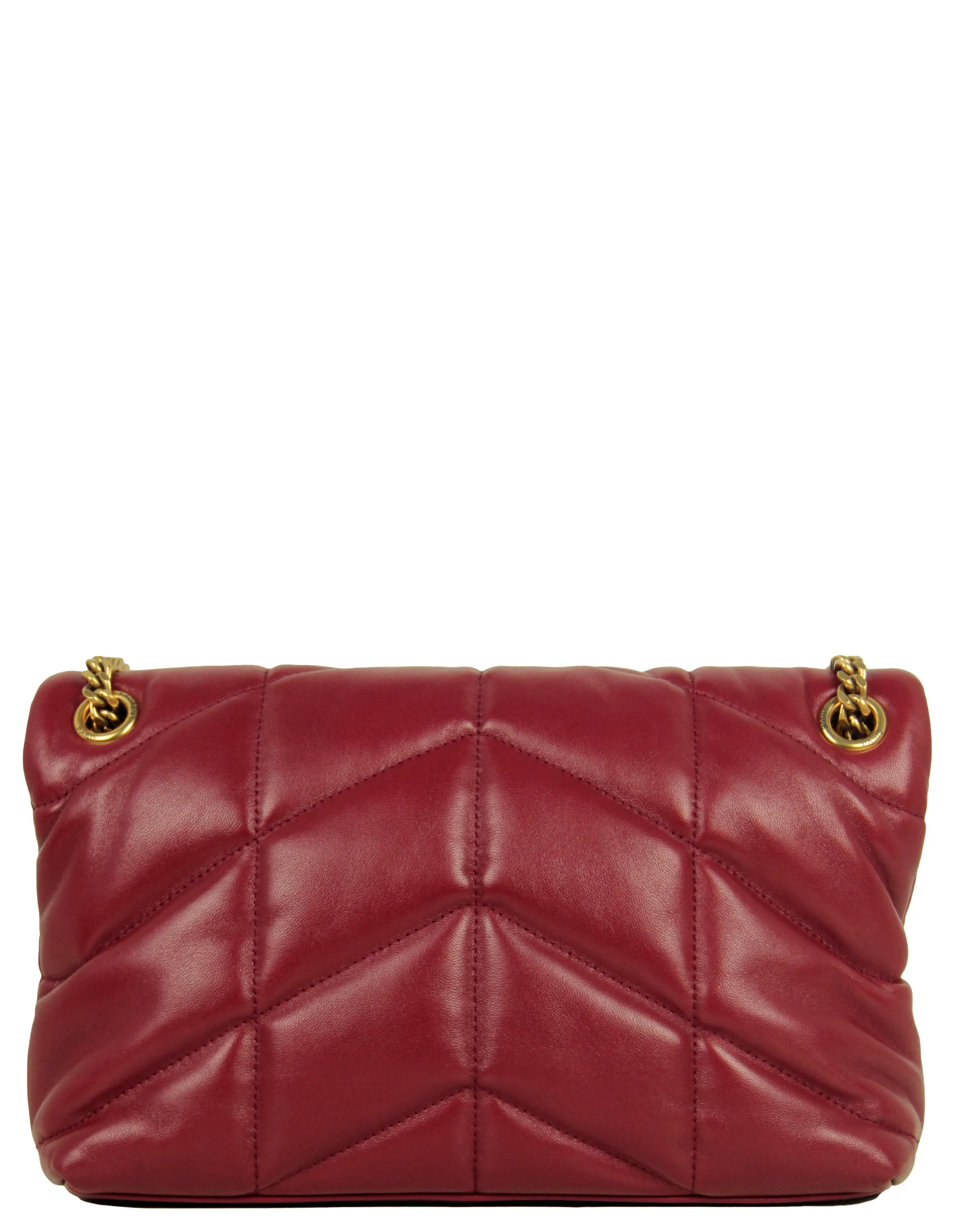 Saint Laurent Burgundy Leather Small Loulou Puffer Bag