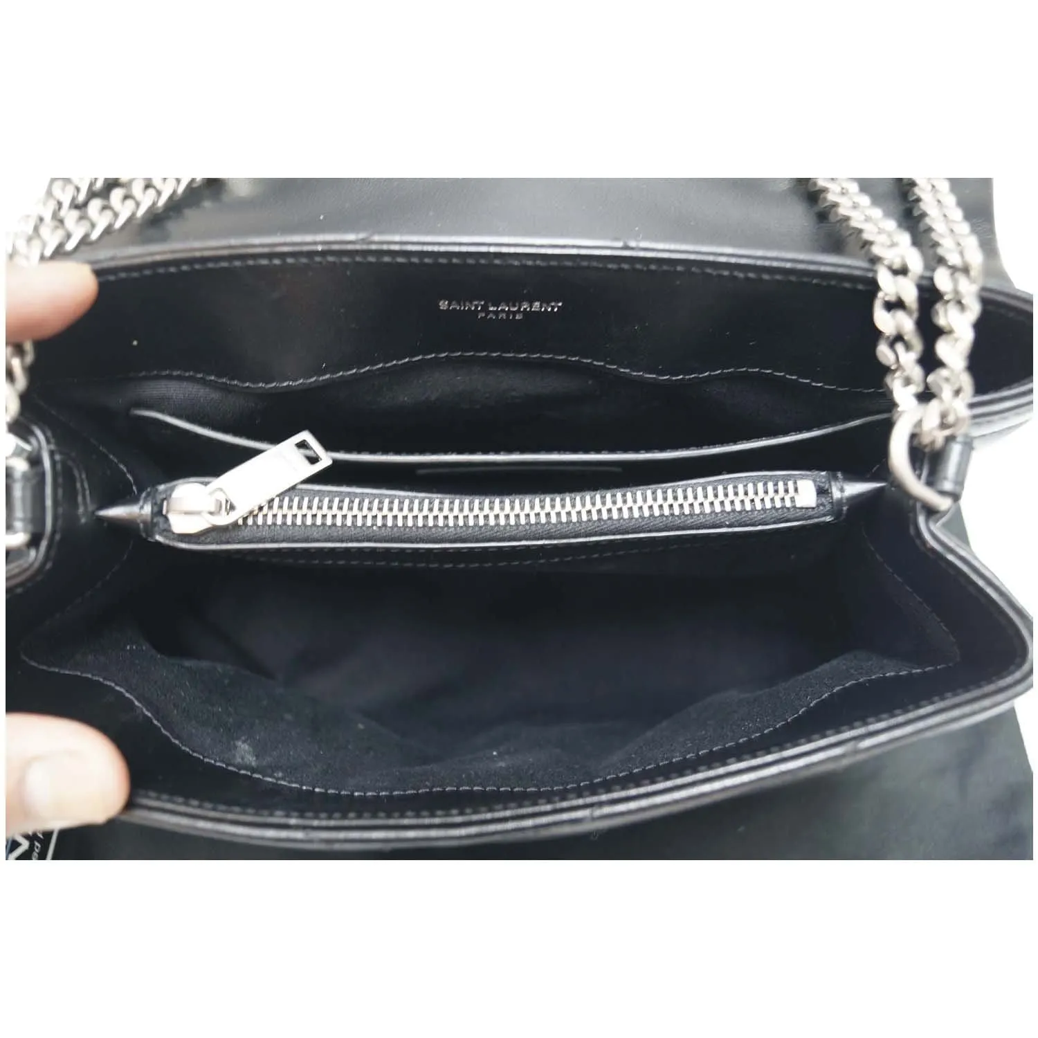 SAINT LAURENT Matelasse Loulou Monogram Calfskin Shoulder Bag Black