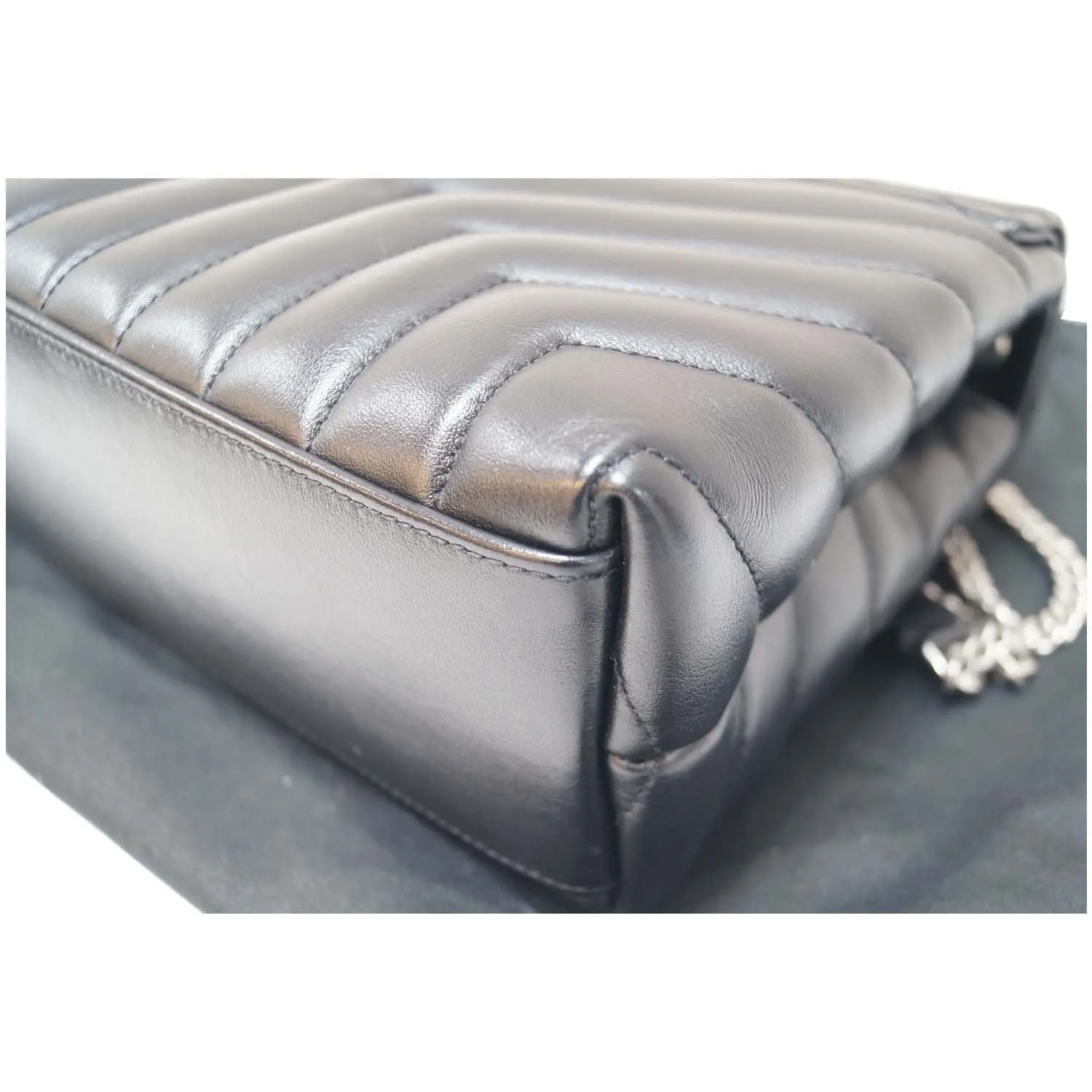 SAINT LAURENT Matelasse Loulou Monogram Calfskin Shoulder Bag Black