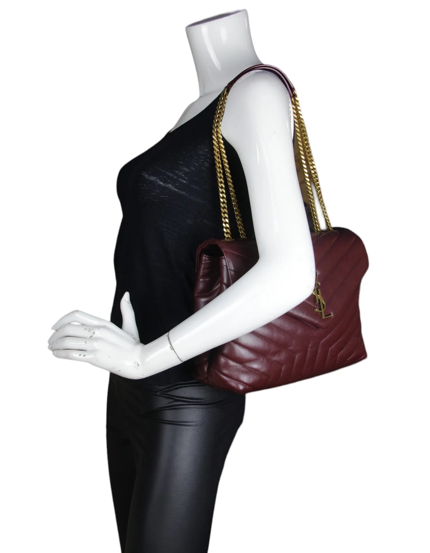 Saint Laurent Rouge Legion Calfskin Y Small Loulou Chain Shoulder Bag