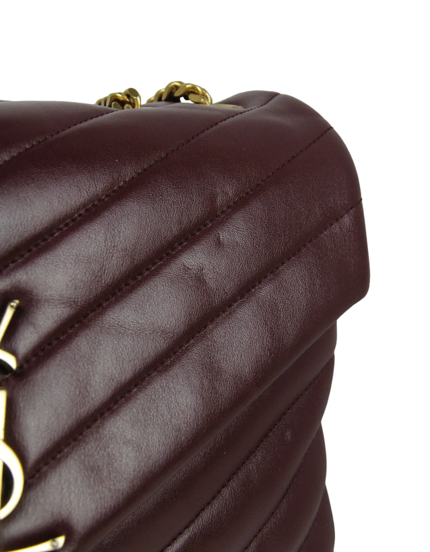 Saint Laurent Rouge Legion Calfskin Y Small Loulou Chain Shoulder Bag