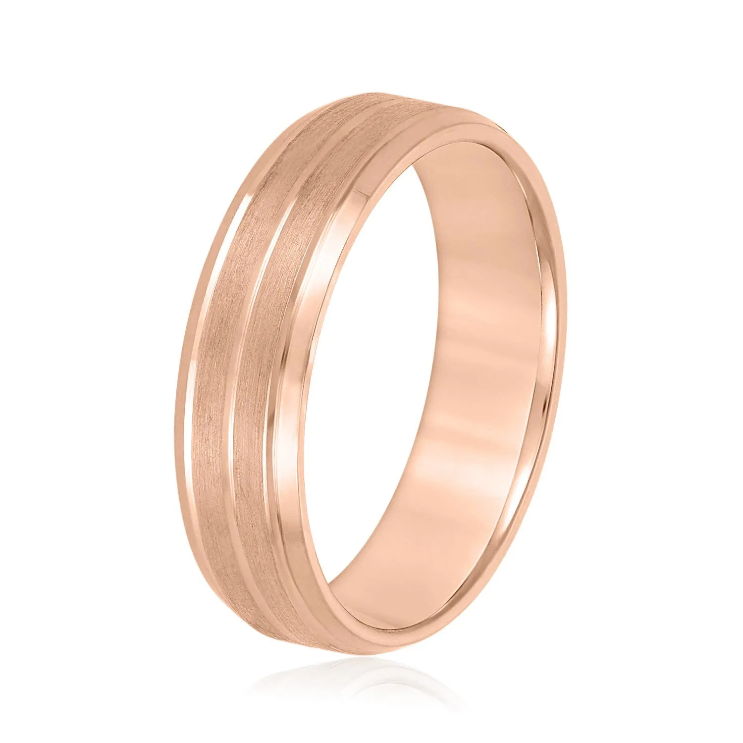 Sand Blast Men's Wedding Band with a Single Center Strip