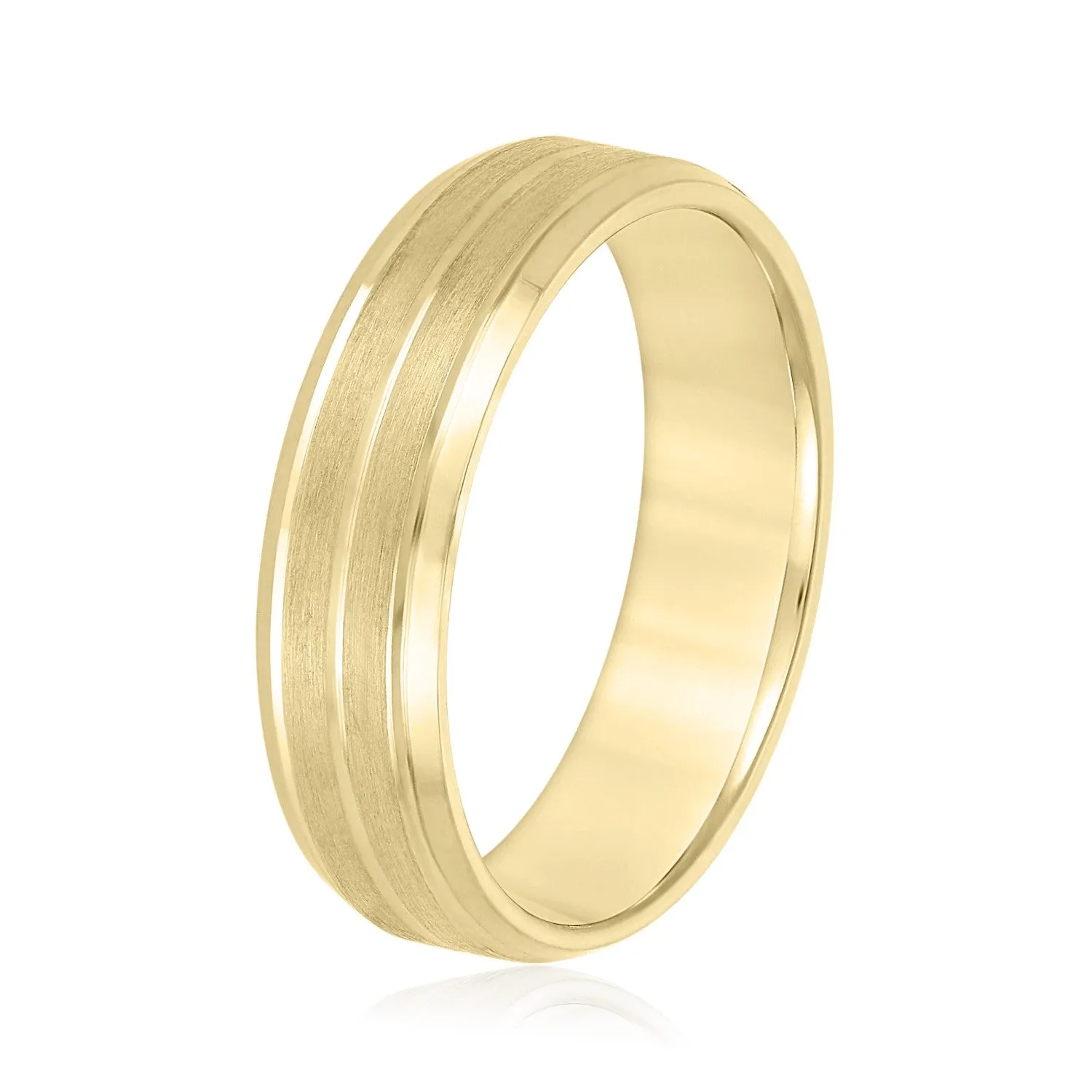 Sand Blast Men's Wedding Band with a Single Center Strip