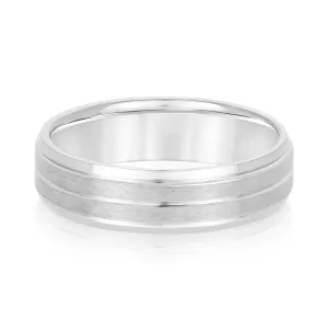 Sand Blast Men's Wedding Band with a Single Center Strip