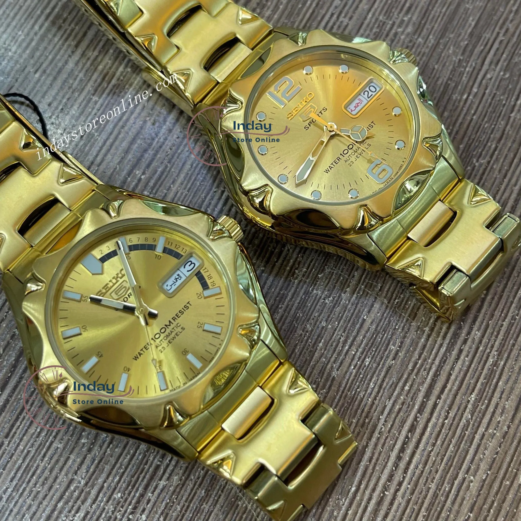 Seiko Automatic Men's Watch SNZ450J1 Gold Tone Stainless Steel Luminous Hands and Markers