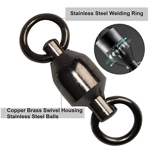 Shaddock Fishing 25 Pack 100% Copper 35lb-390lb High Strength Fishing Ball Bearing Swivels Fish Swivel Connectors with Strong Solid Welded Rings (Size 5 (230lb) 25 Pack)