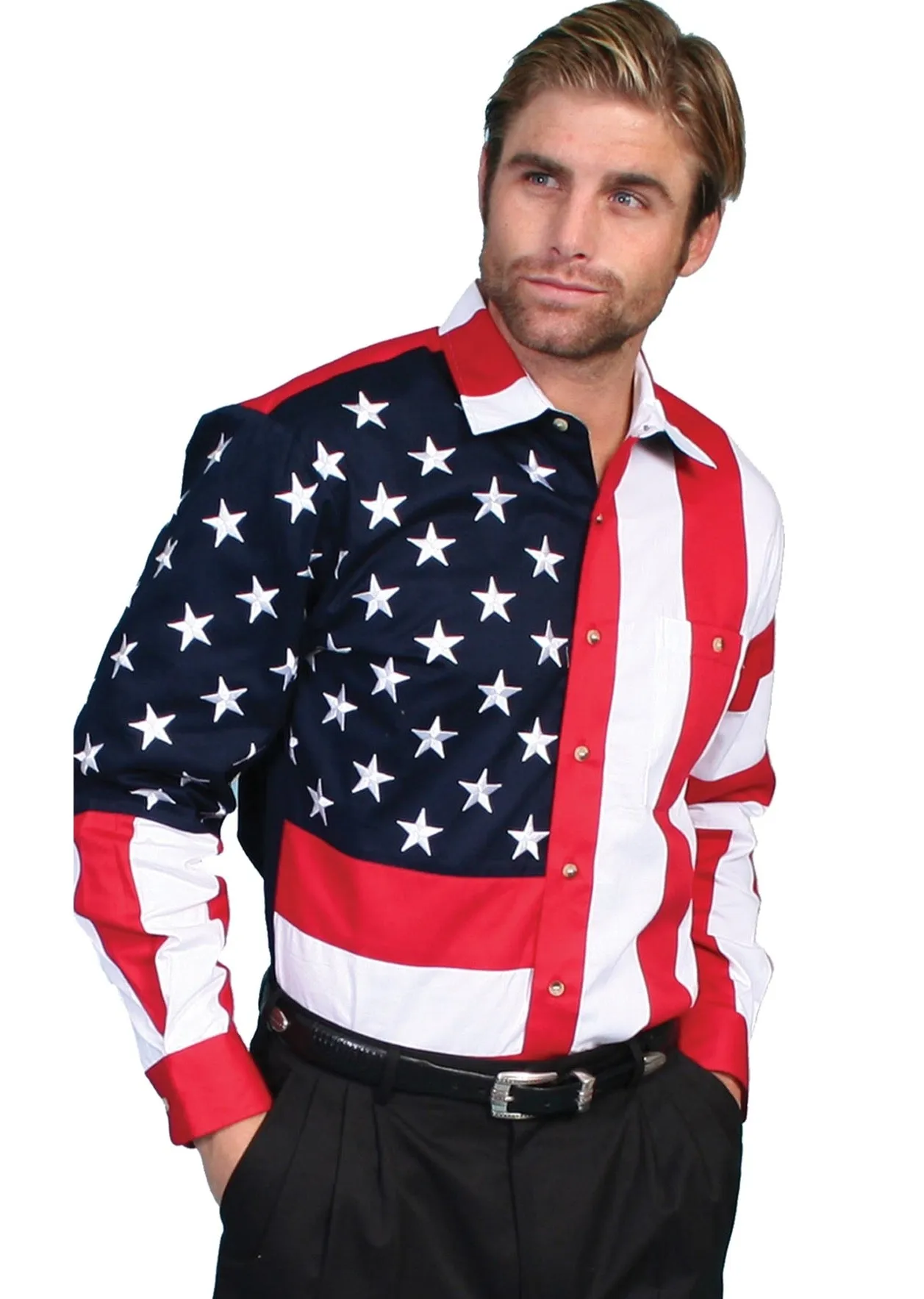 Shirt, Men's Old Glory Button Down Long or Short Sleeve