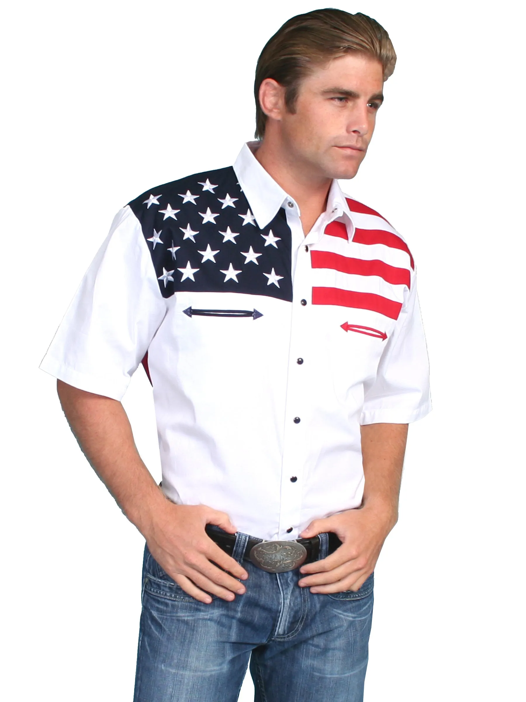 Shirt, Men's Old Glory Button Down Long or Short Sleeve