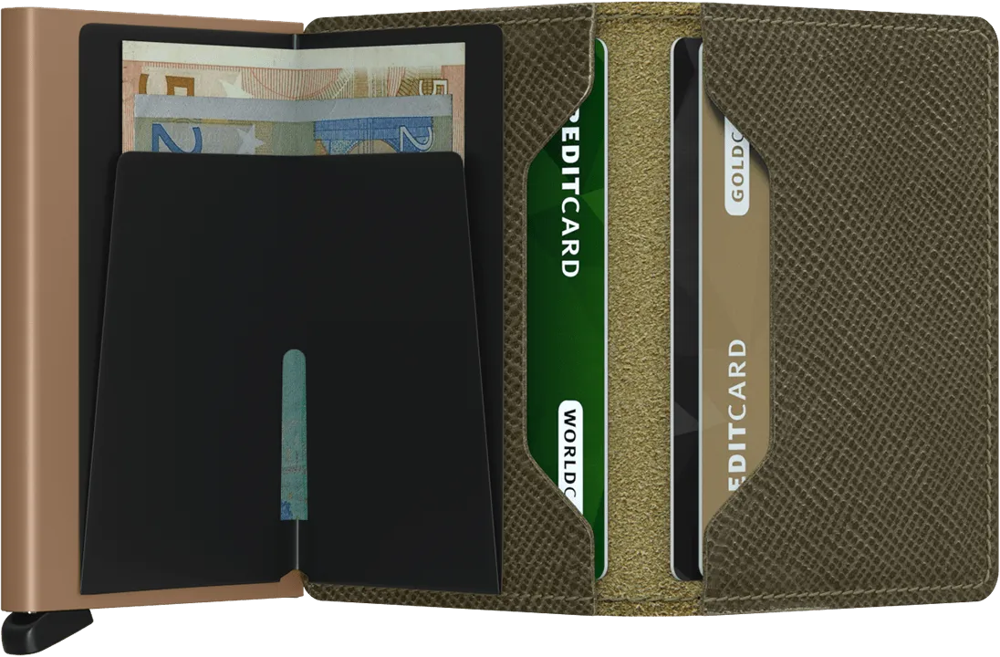 SLIMWALLET SAFFIANO OLIVE