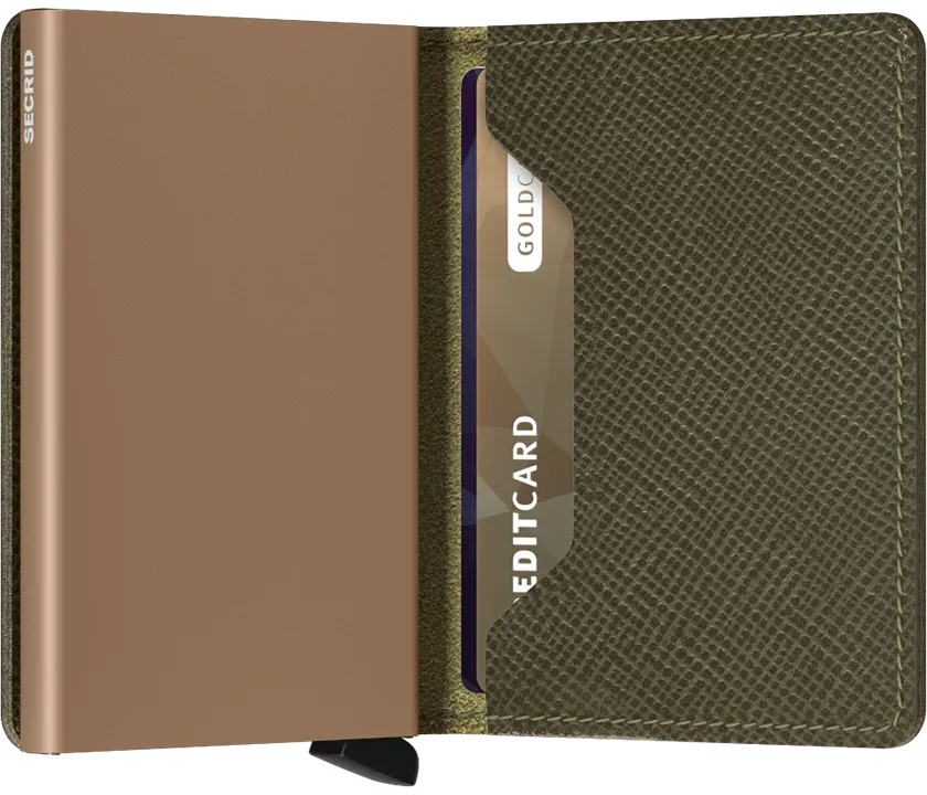 SLIMWALLET SAFFIANO OLIVE
