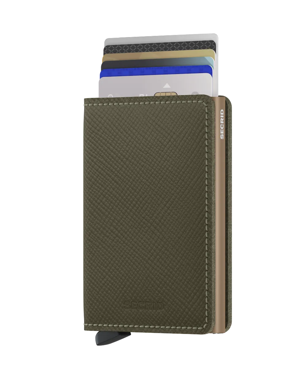SLIMWALLET SAFFIANO OLIVE