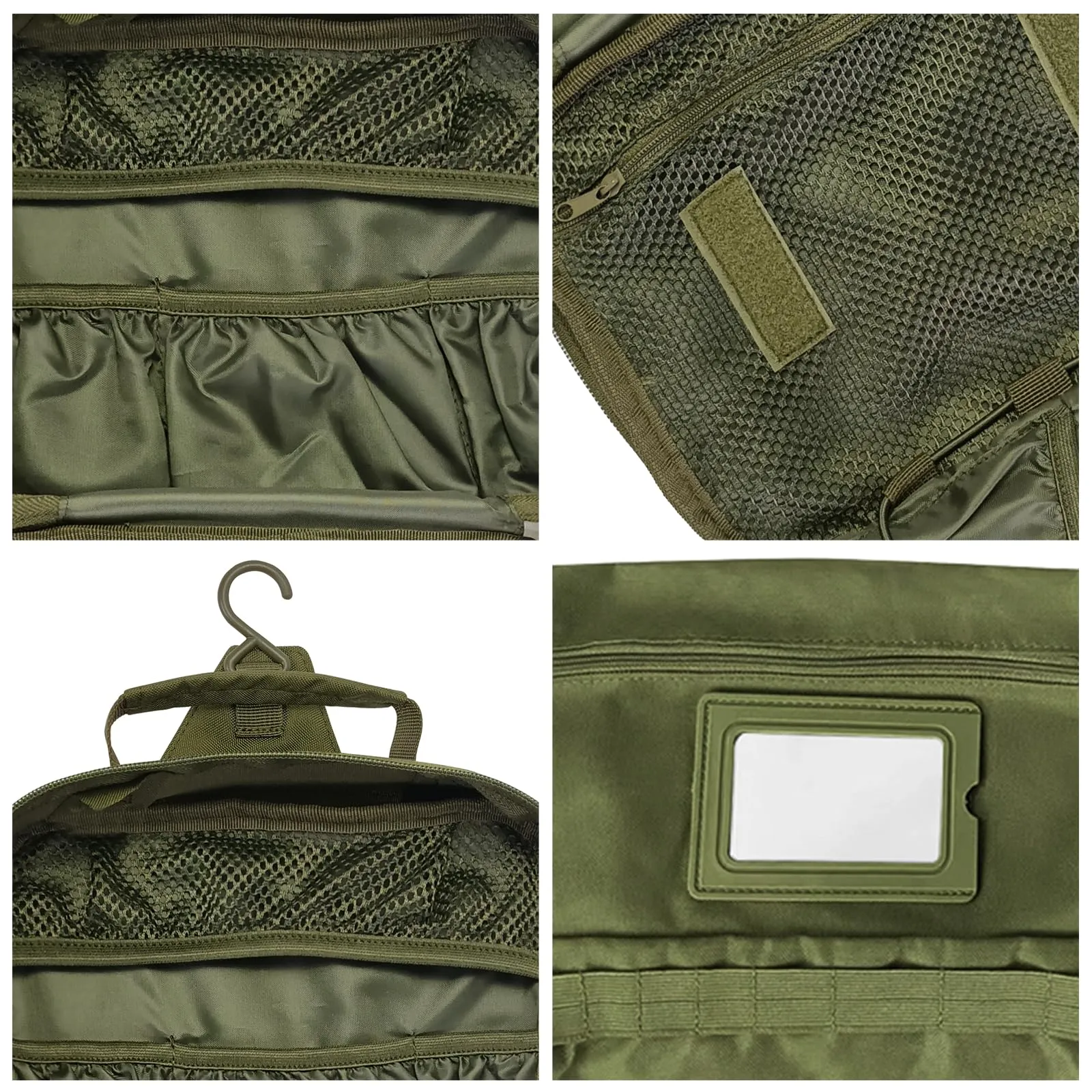 SMONT Tactical Toiletry Bag for Men, Mens Toiletry Travel Bag, Hanging Shaving Hygiene Dopp Kit Bag for Bathroom Army Green
