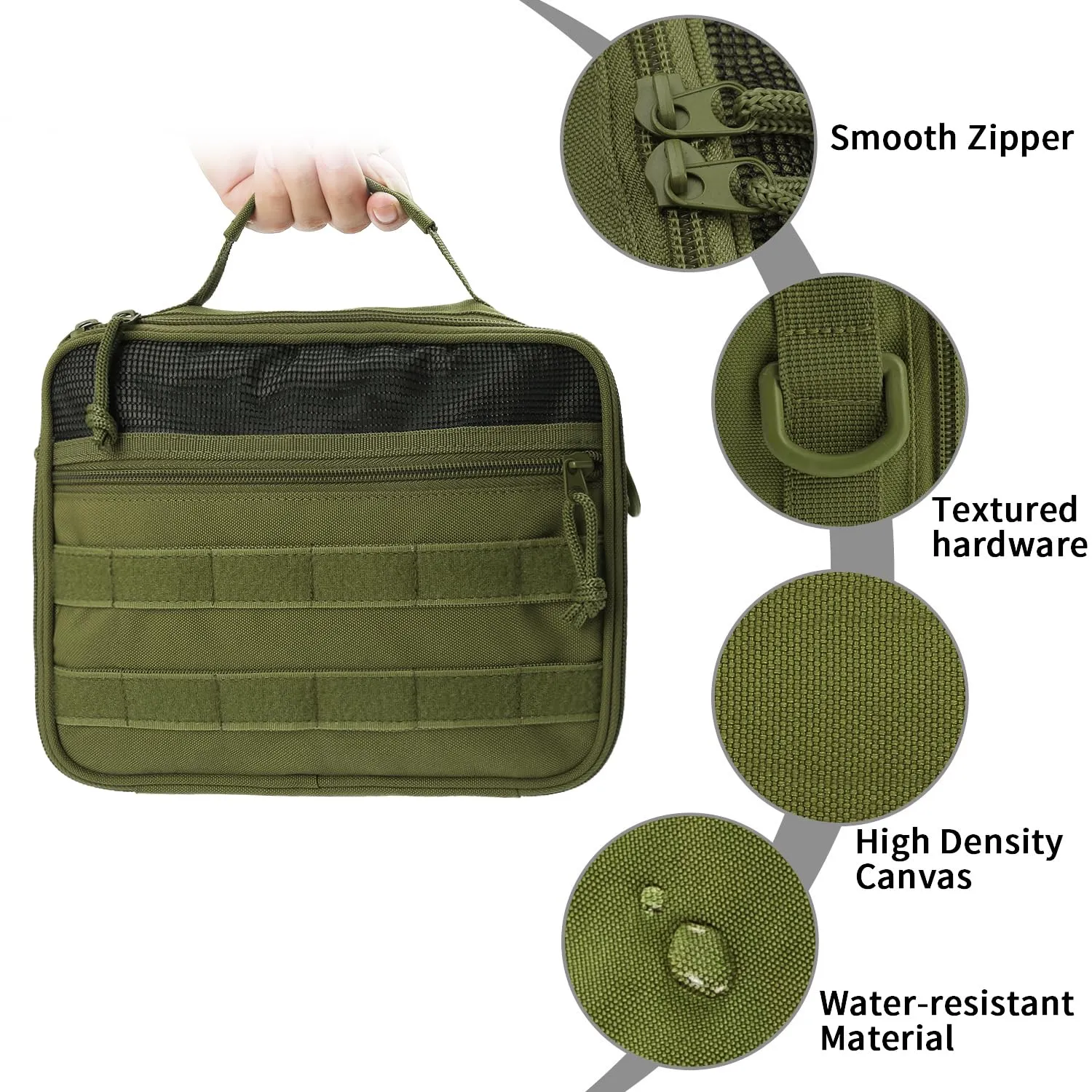 SMONT Tactical Toiletry Bag for Men, Mens Toiletry Travel Bag, Hanging Shaving Hygiene Dopp Kit Bag for Bathroom Army Green