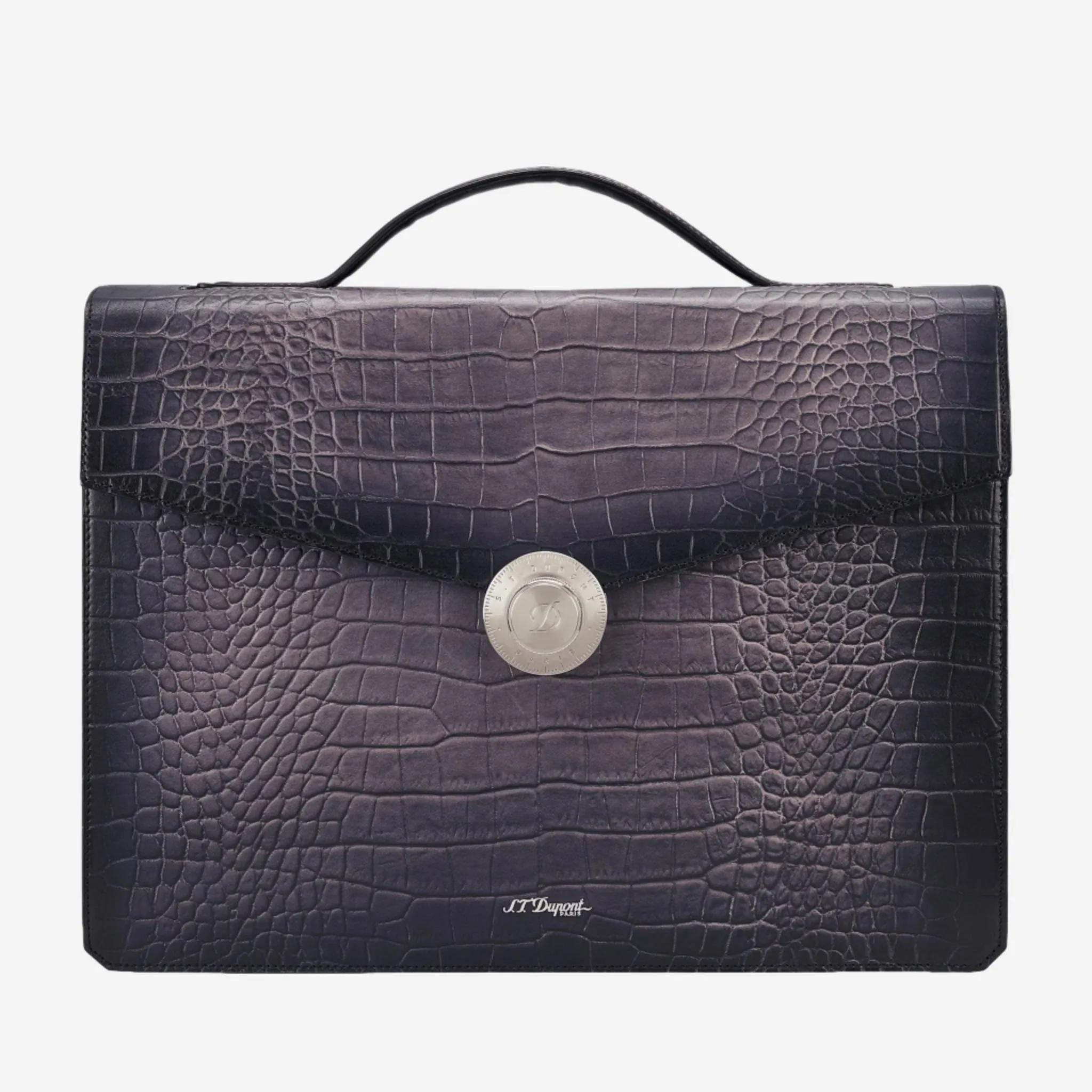 S.T. Dupont Atelier Black Leather Briefcase 191574