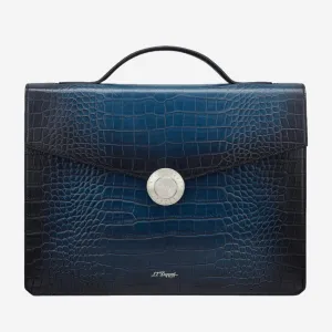 S.T. Dupont Atelier Blue Leather Briefcase 191374