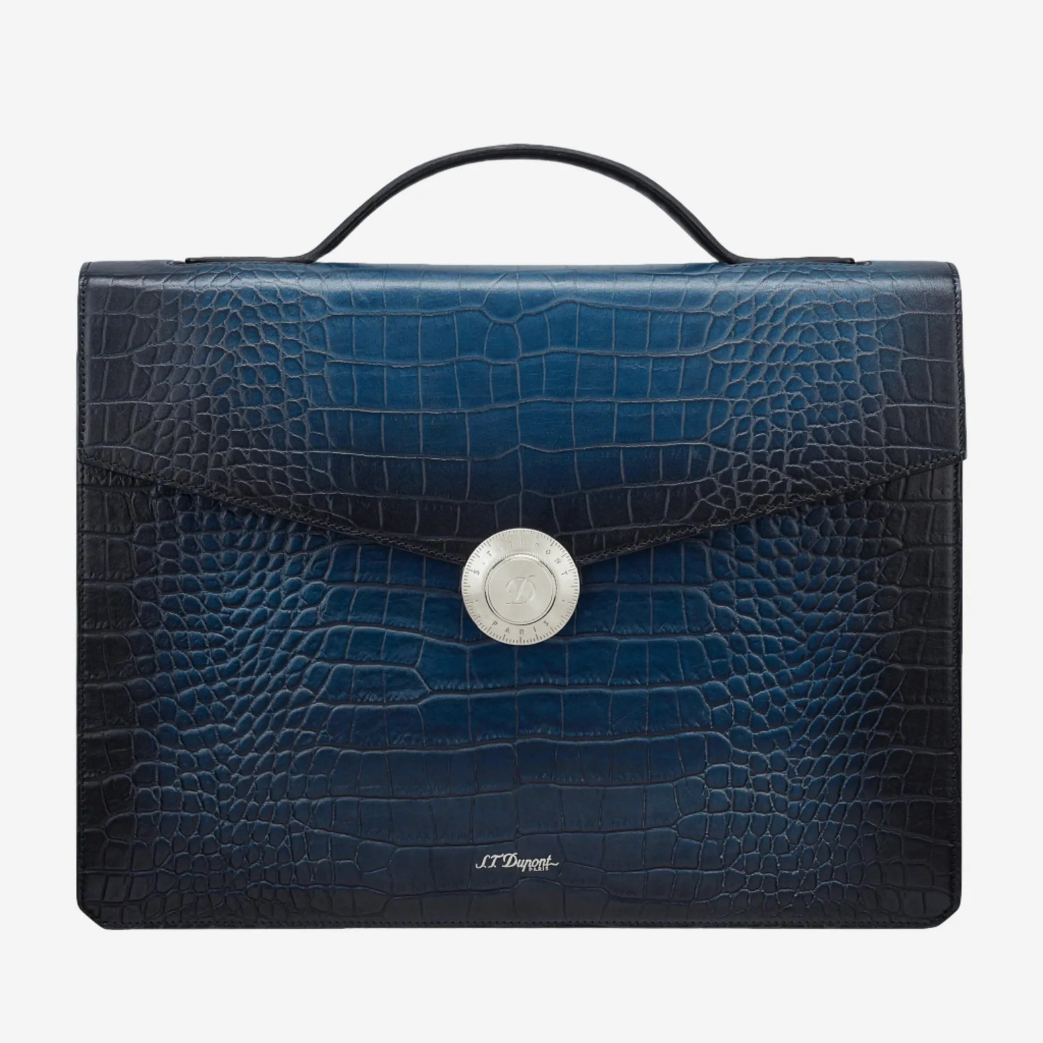 S.T. Dupont Atelier Blue Leather Briefcase 191374