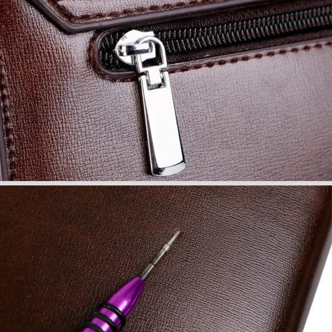 Stylish PU Leather Laptop Business Bag with Password Lock Professional Men's Diagonal Briefcase