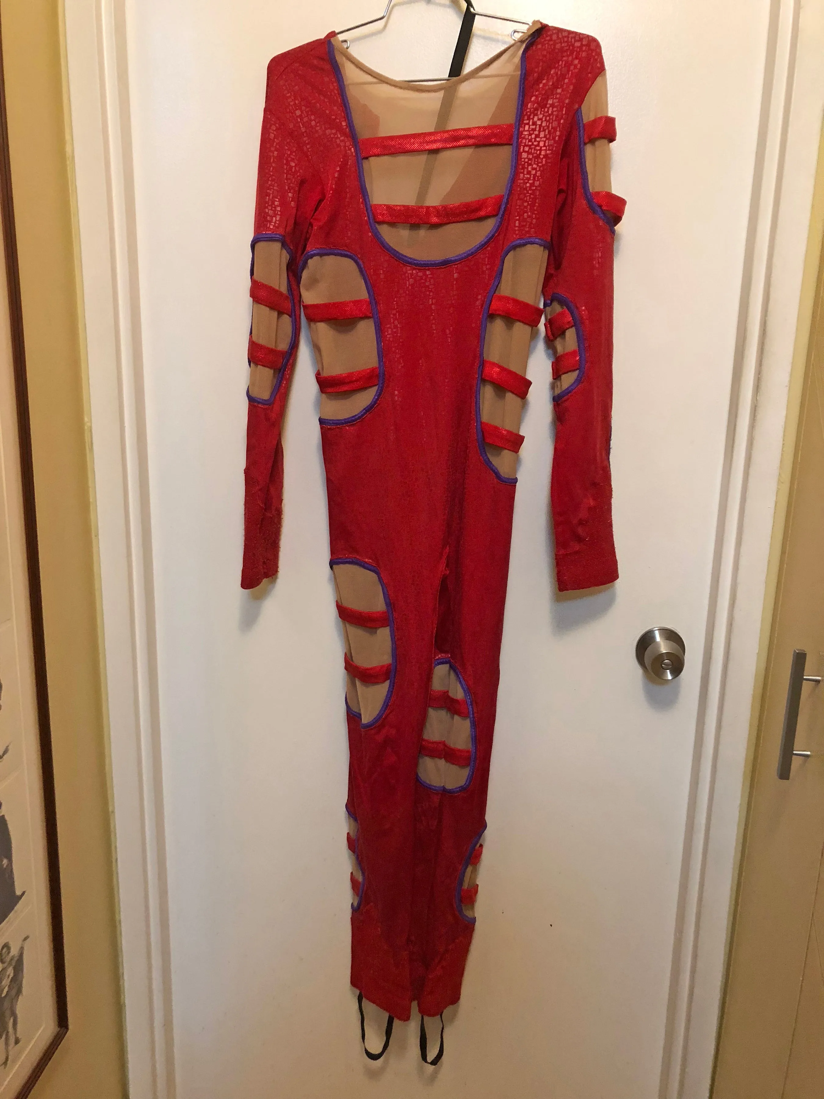 TABOO - Broadway Red Spandex Ensemble Body Suit by Bobby Pearce