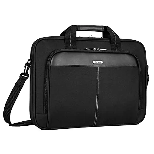 Targus Classic Slim Briefcase with Crossbody Shoulder Bag Design for the Business Professional Travel Commuter and Laptop Protection fits up to 15-16" Laptops, Black (TCT027US)