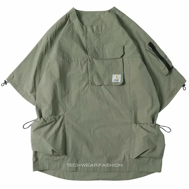 Techwear Khaki cargo shirt