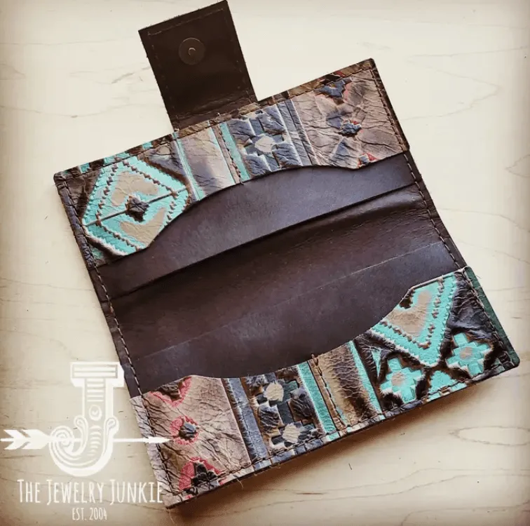 The Jewelry Junkie Embossed Leather Wallet in Santa Fe with Snap 301n