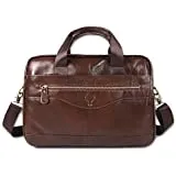 Tocode Large Messenger Bag for Men, Vintage Waxed Canvas Satchel Leather Briefcases Crossbody Shoulder Bags, 15.6 inch Computer Laptop Bags Water Resistant Travel School Work Bag Black