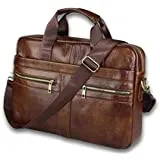 Tocode Large Messenger Bag for Men, Vintage Waxed Canvas Satchel Leather Briefcases Crossbody Shoulder Bags, 15.6 inch Computer Laptop Bags Water Resistant Travel School Work Bag Black