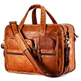Tocode Large Messenger Bag for Men, Vintage Waxed Canvas Satchel Leather Briefcases Crossbody Shoulder Bags, 15.6 inch Computer Laptop Bags Water Resistant Travel School Work Bag Black