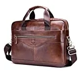Tocode Large Messenger Bag for Men, Vintage Waxed Canvas Satchel Leather Briefcases Crossbody Shoulder Bags, 15.6 inch Computer Laptop Bags Water Resistant Travel School Work Bag Black
