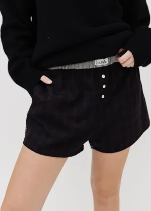 UN/PAIR Boxerina Shorts in Burgundy/Blue Tartan