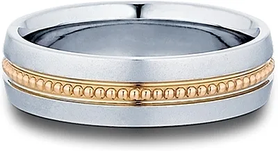 Verragio White & Rose Gold Men's Wedding Band