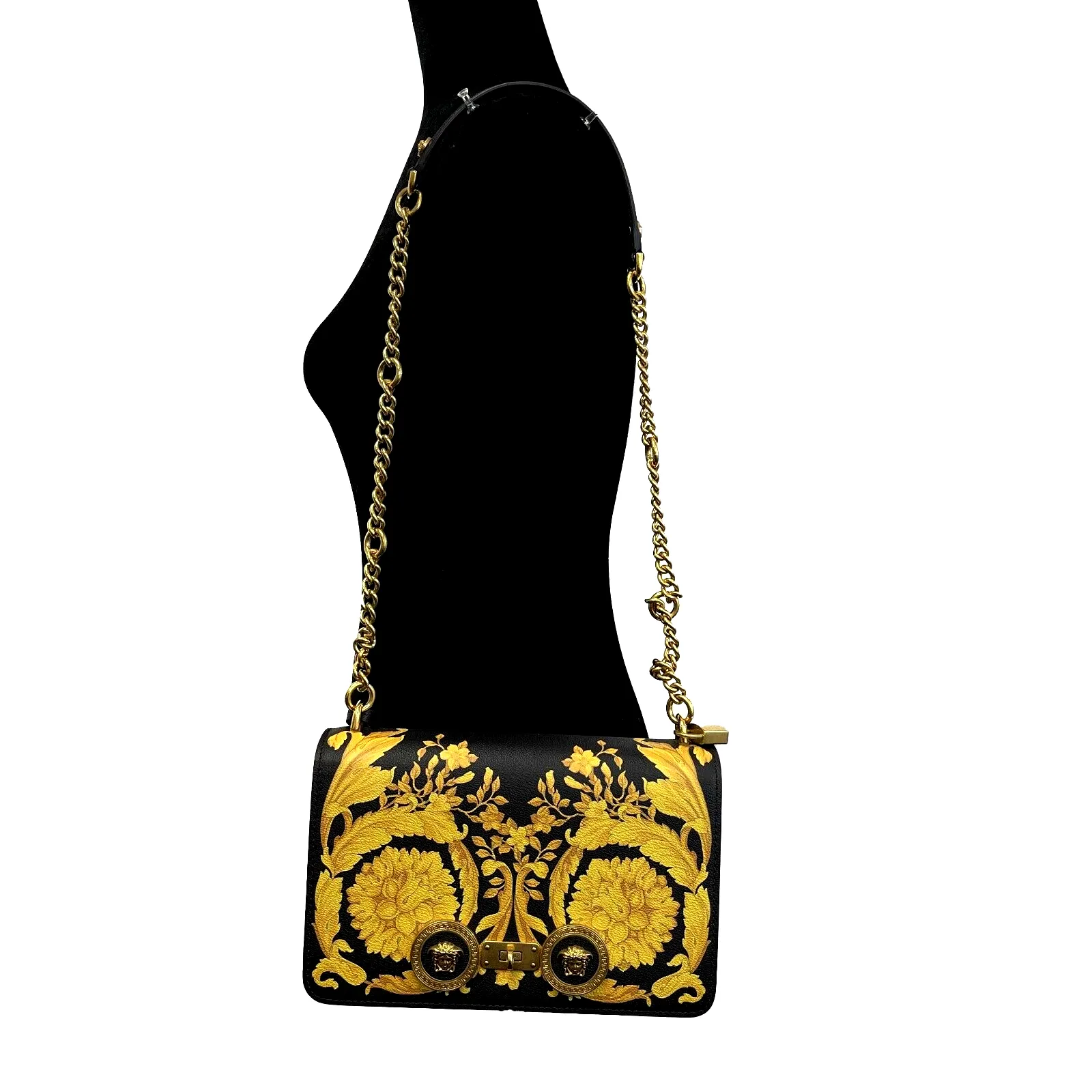 Versace Barocco Icon Borsa Vitello St. Baroque Black and Gold Handbag 2018