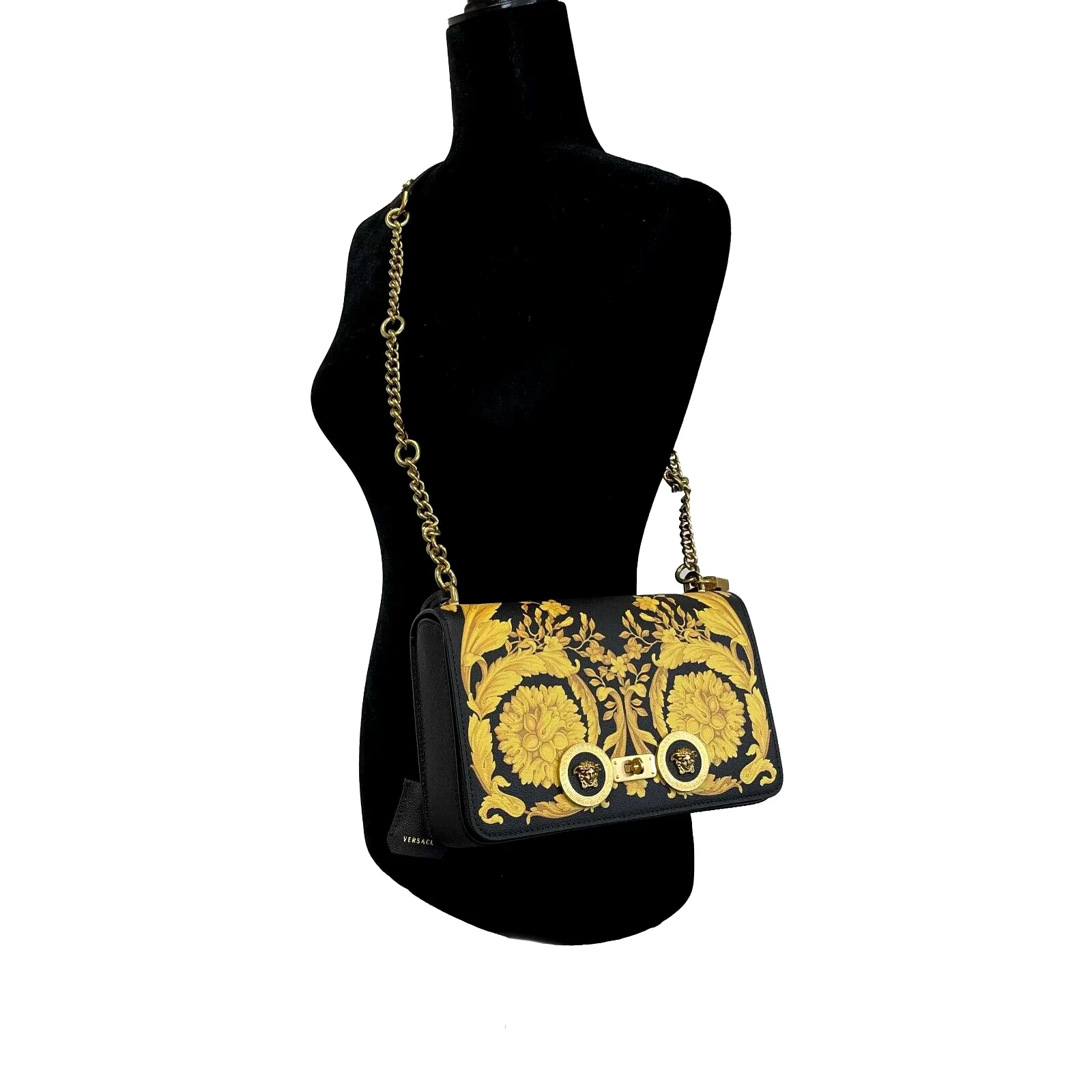 Versace Barocco Icon Borsa Vitello St. Baroque Black and Gold Handbag 2018