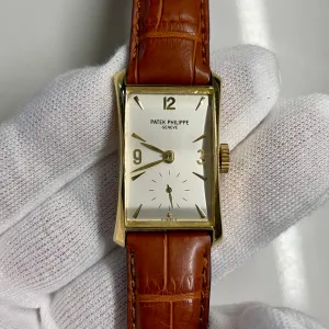 Vintage 1950’s Patek Philippe Hour Glass 2468 Sigma Silver Dial Dress Wristwatch