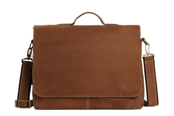 Vintage Dark Espresso Leather Messenger Bags, Men Leather Bags