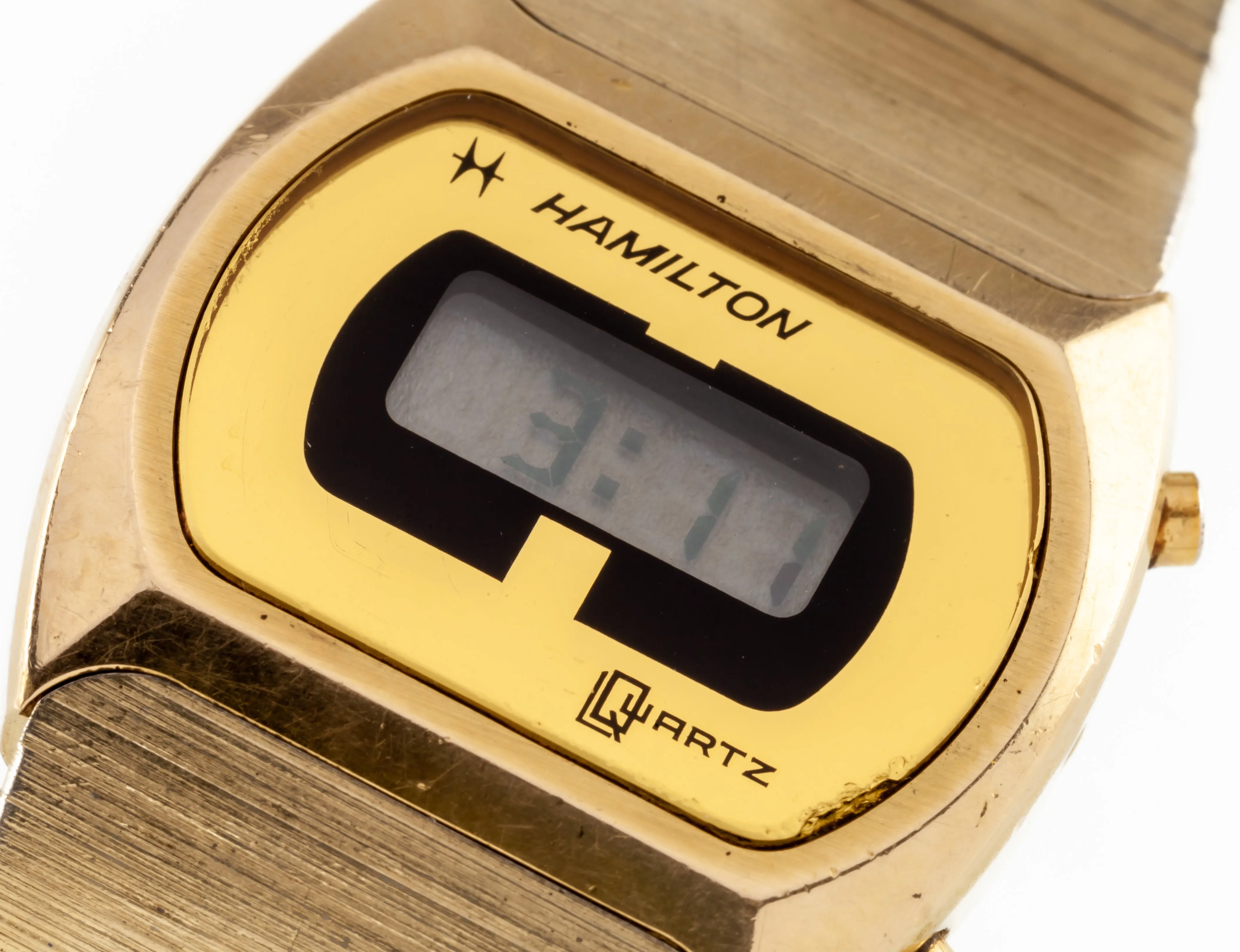 Vintage Hamilton Quartz LCD Watch 14K Electroplated 880002-4